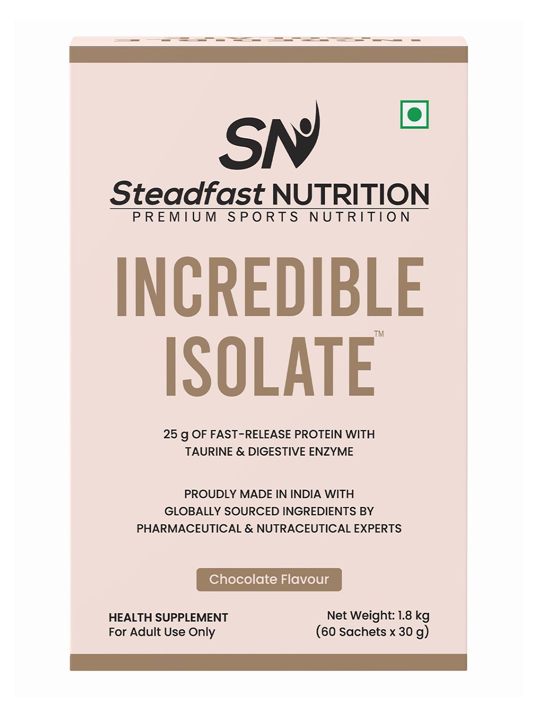 Steadfast Nutrition Incredible Isolate Whey protein Blend The Instant Recovery Chocolate 60 Sachets 1800g