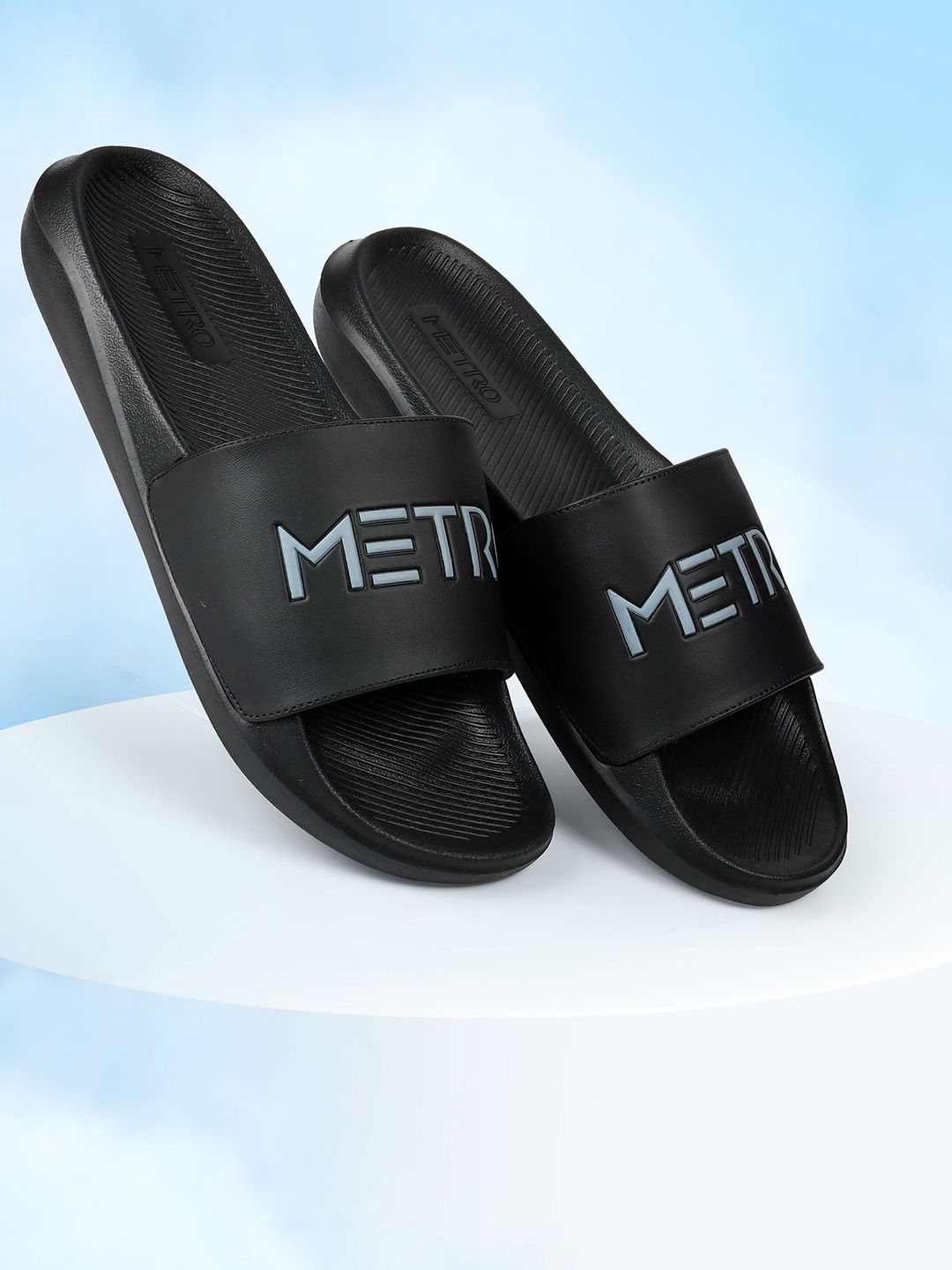 Metro Men Brand Logo Printed Slider Flip Flops