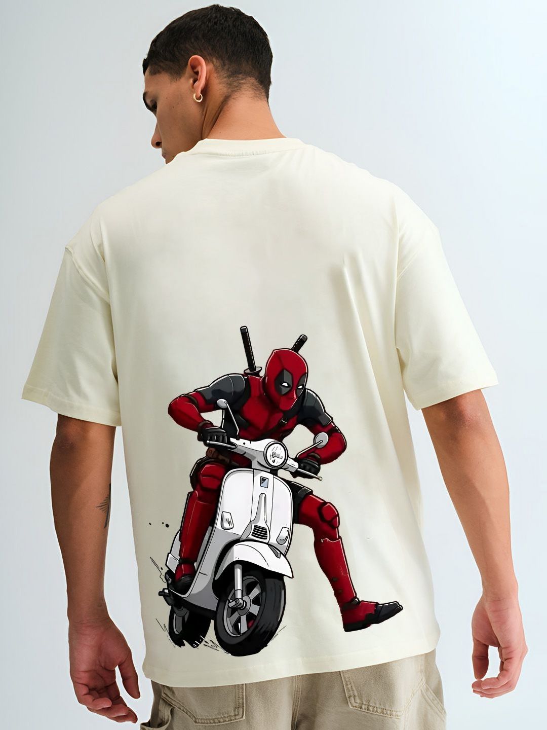 BDSQUARE Men Spider-Man Graphic Printed Round Neck Pure Cotton Oversized T-shirt