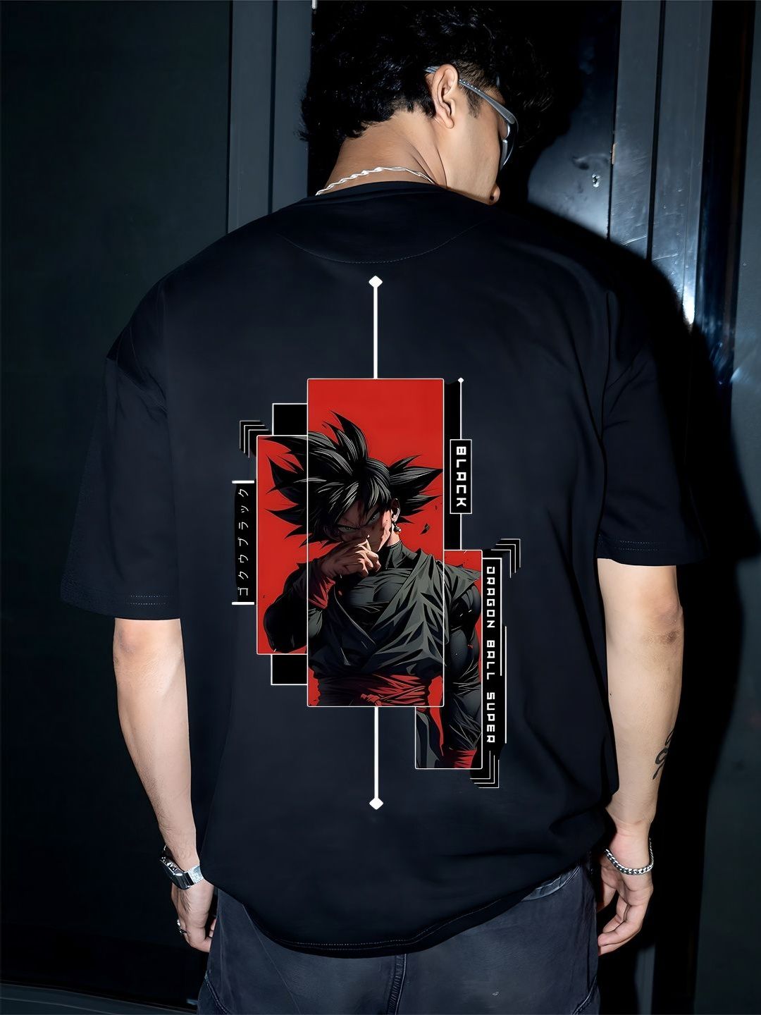 BDSQUARE Men Graphic Printed Round Neck Pure Cotton Oversized T-shirt