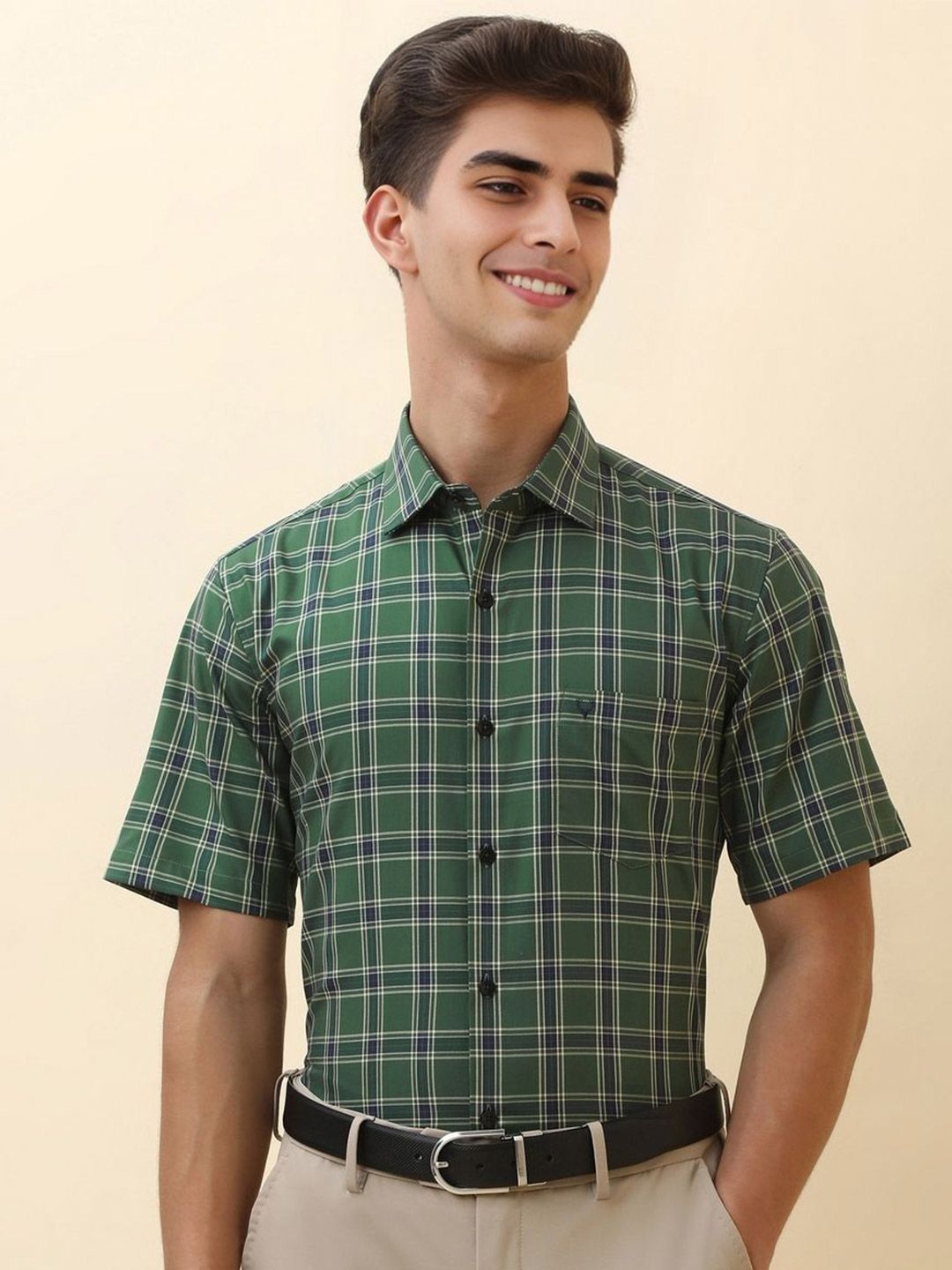 Allen Solly Men Checked Spread Collar Pure Cotton Formal Shirt
