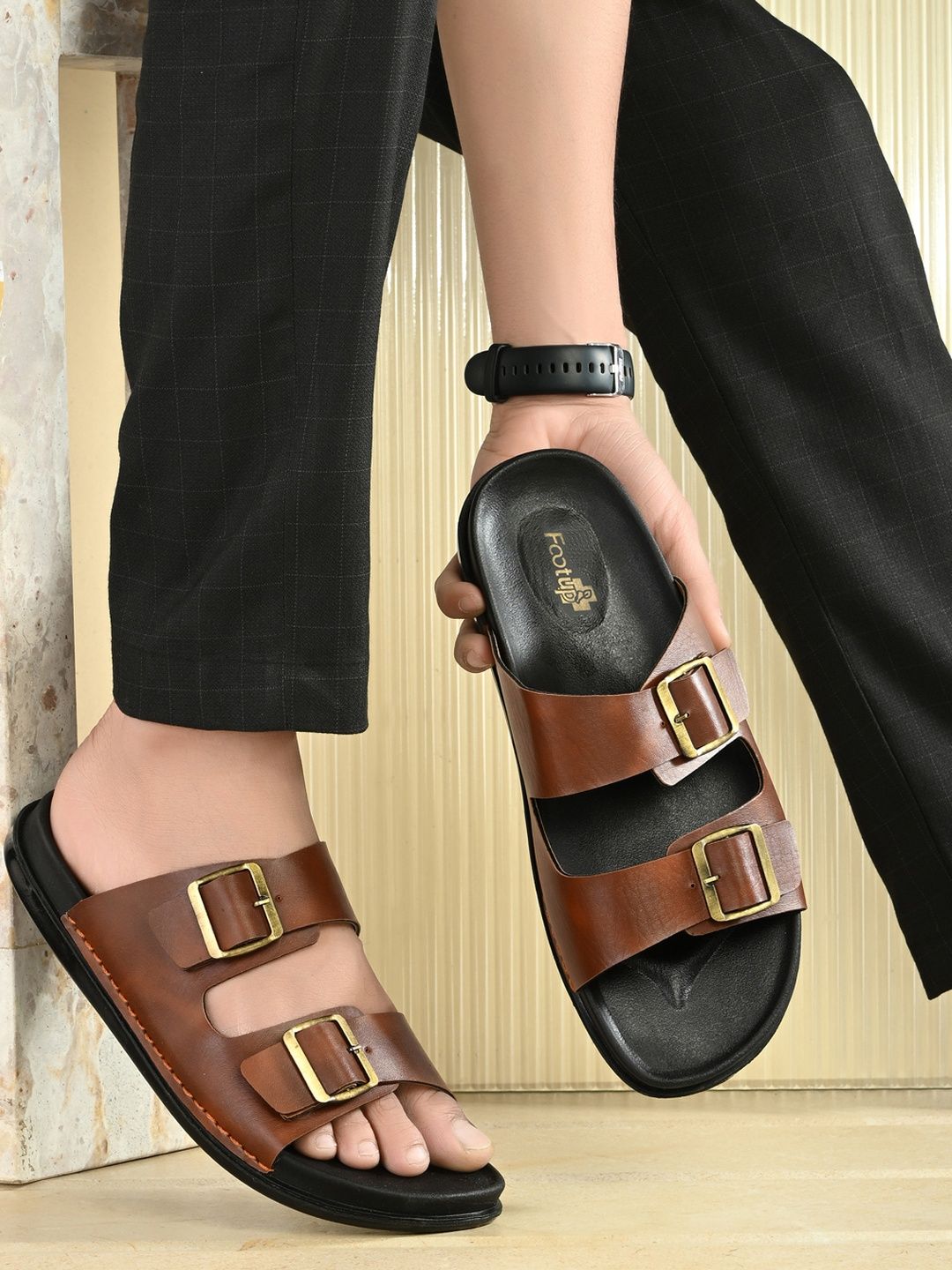 DOCTOR HEALTH SUPER SOFT  Men Tan Buckle Fastening Slip-On