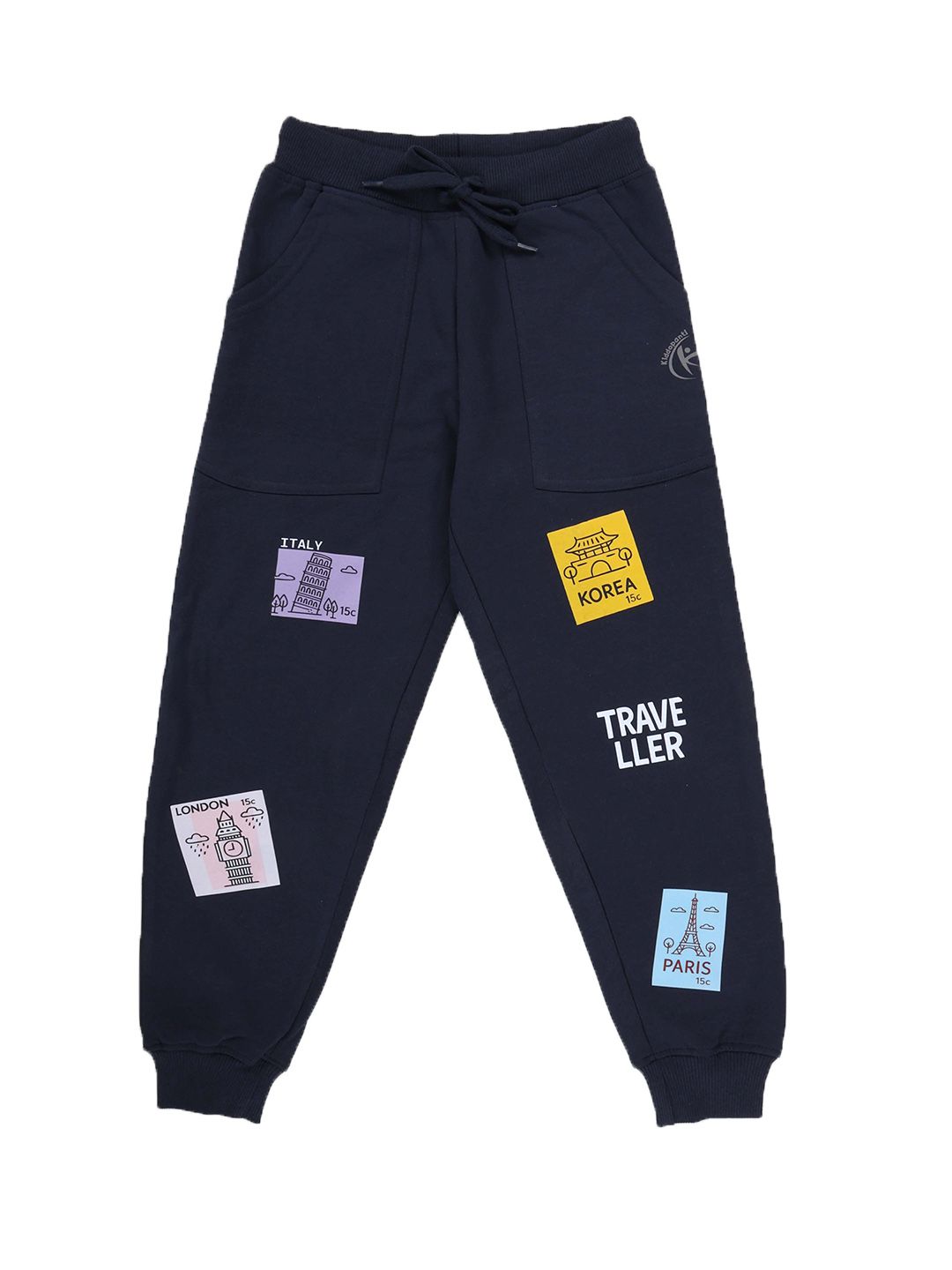 KiddoPanti Boys Travel-Themed Mid-Rise Joggers