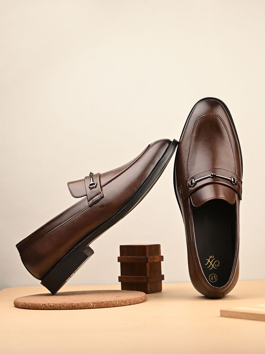 House of Pataudi Men Textured Premium Comfort Slip-On Formal Loafers