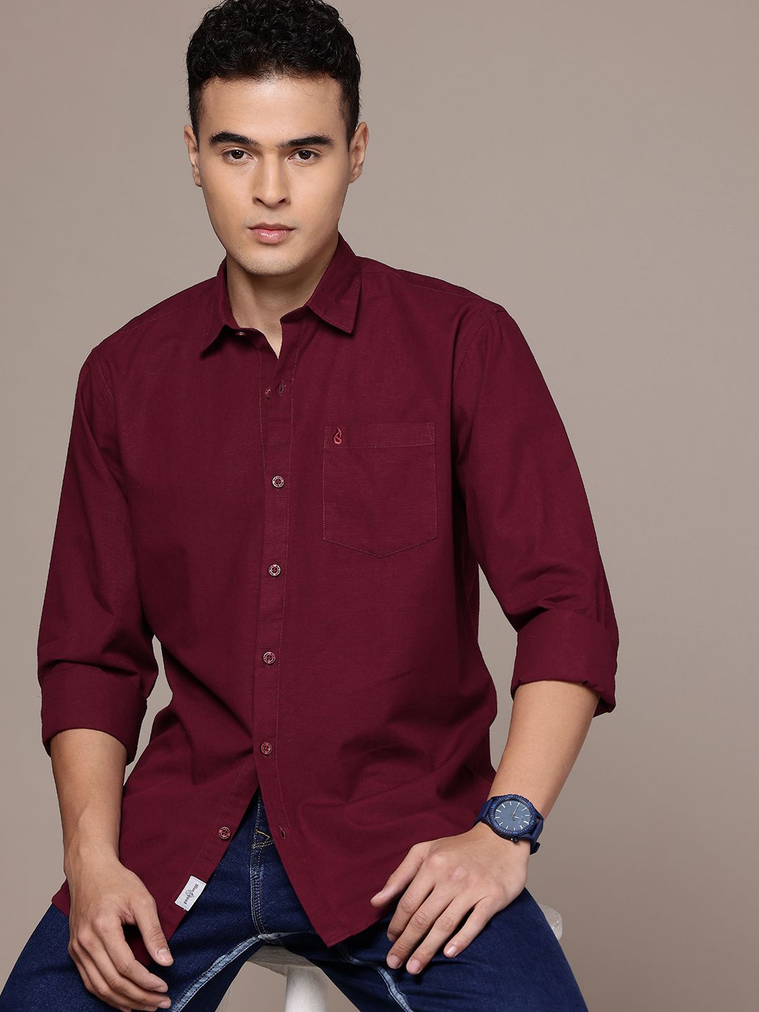 BS BLUE SQUAD Cotton Linen Casual Shirt