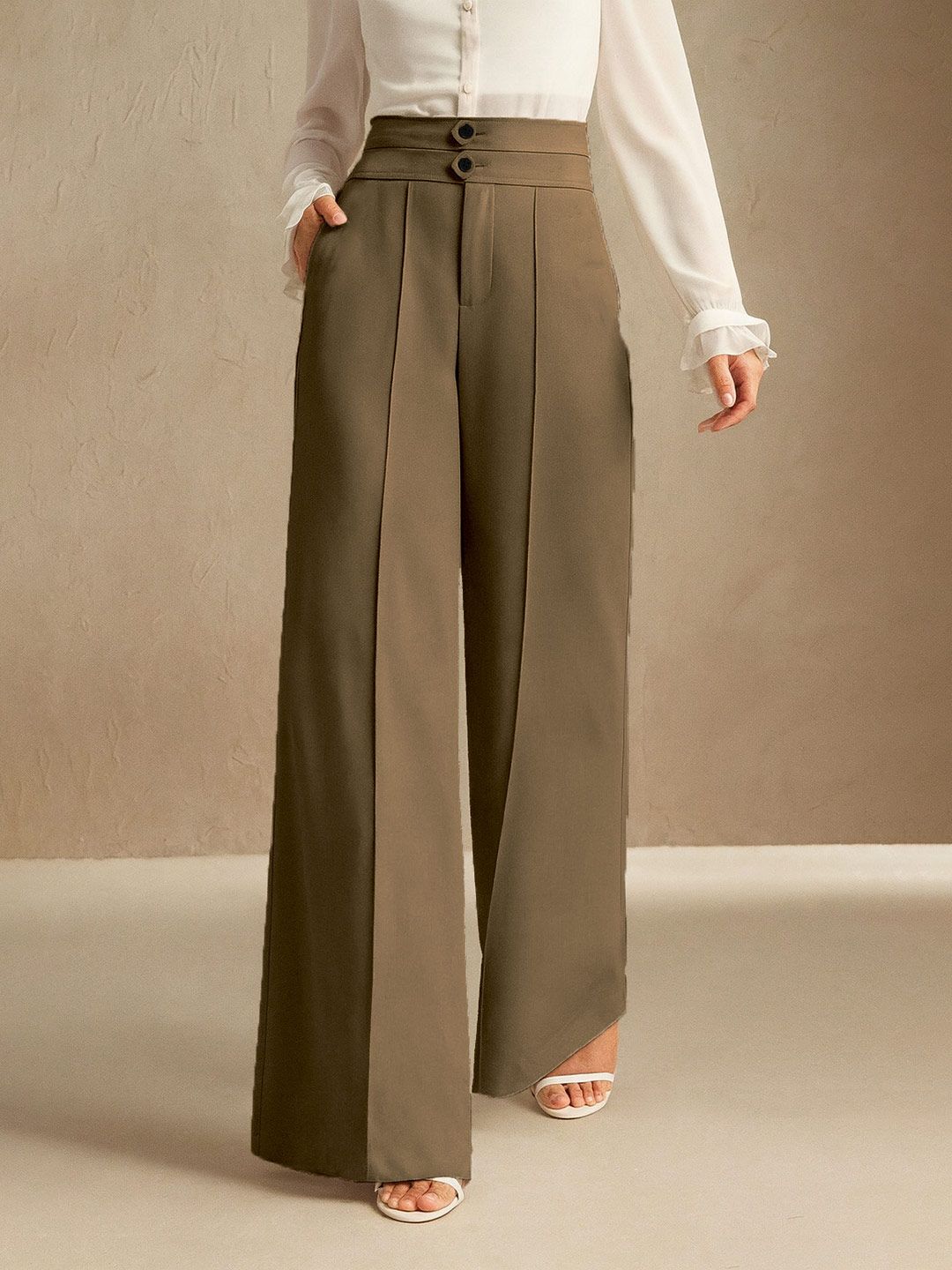 Buy SAKHWALA Women Relaxed Straight Leg Loose Fit High-Rise
