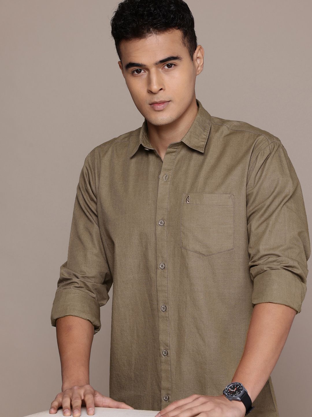 BS BLUE SQUAD BS BLACK SQUAD Cotton Linen Casual Shirt