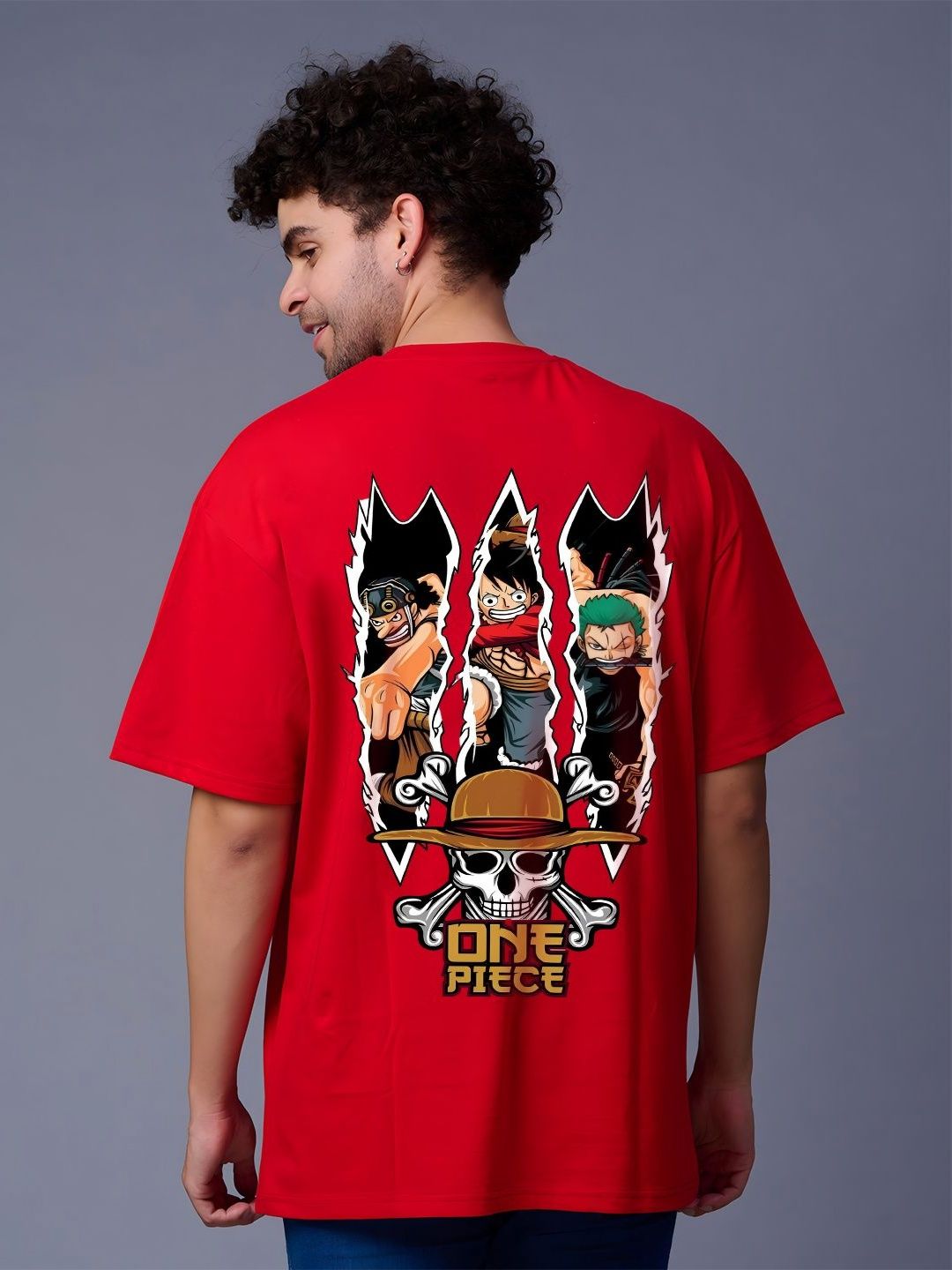 BDSQUARE Men One piece Graphic Printed Round Neck Pure Cotton Oversized T-shirt