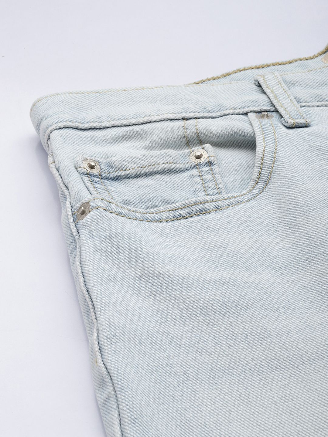 Light Blue Ribcage Straight Fit High Rise Jeans