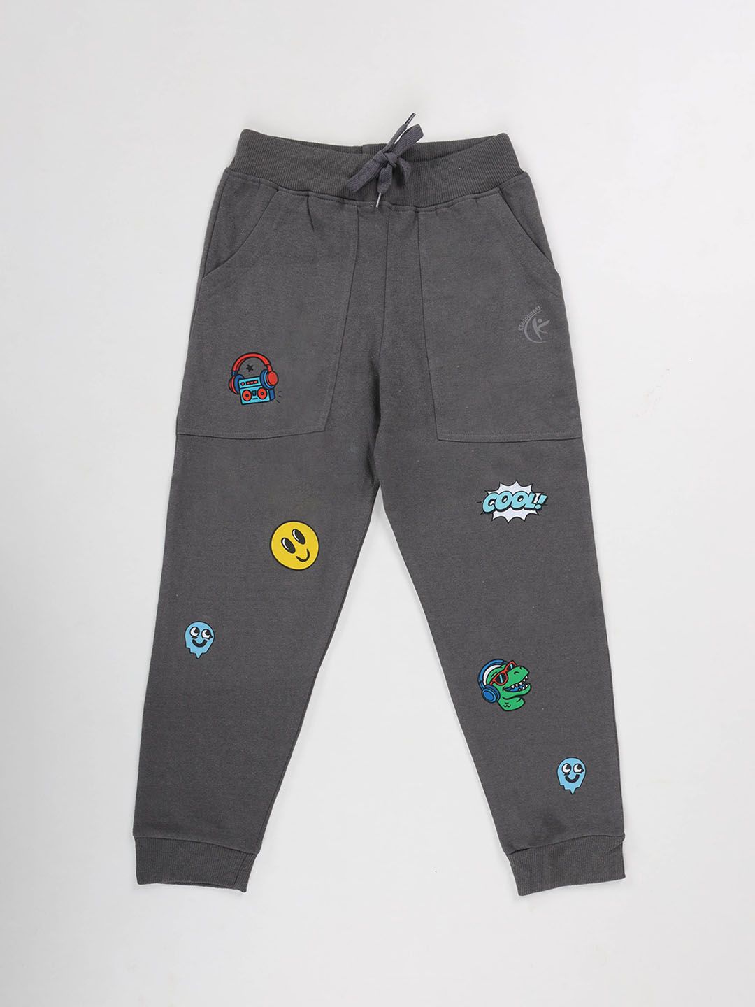 KiddoPanti Boys Printed Joggers With Badge