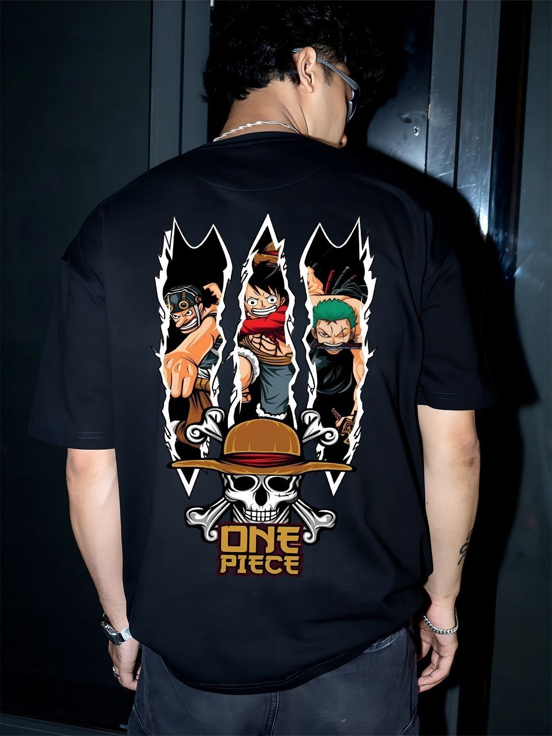 BDSQUARE Men One piece Graphic Printed Round Neck Pure Cotton Oversized T-shirt