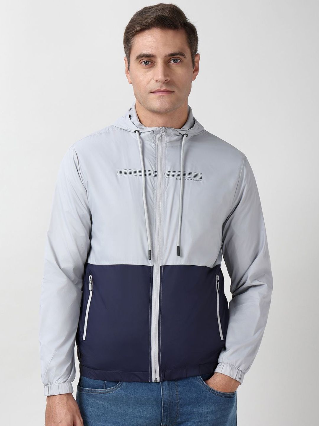 Peter England Casuals Colourblocked Open Front Jacket