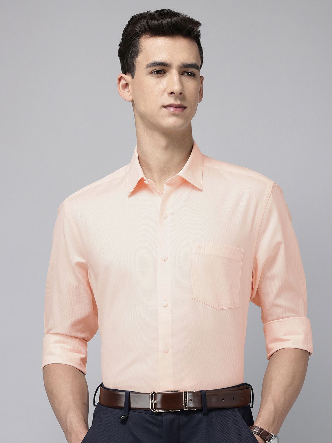 Arrow Manhattan Slim Fit Textured Pure Cotton Formal Shirt