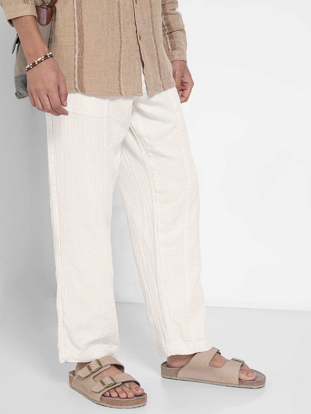 7 Alt by Pantaloons Men Relaxed Fit Pure Cotton Trousers