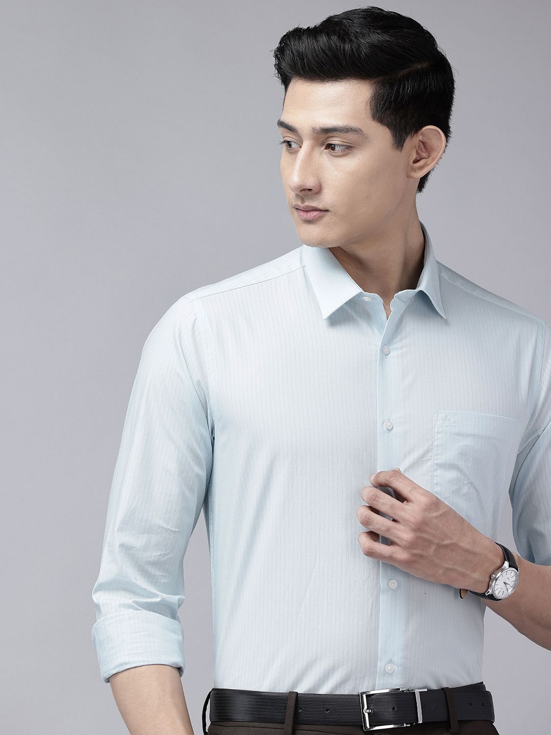 Arrow Manhattan Slim Fit Vertical Striped Pure Cotton Formal Shirt