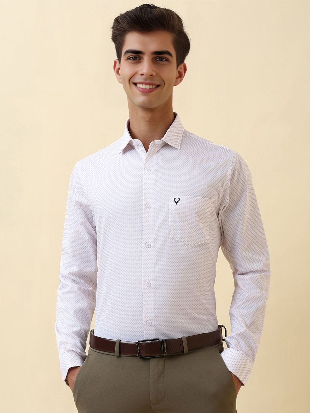 Allen Solly Men Micro Ditsy Printed Spread Collar Pure Cotton Formal Shirt