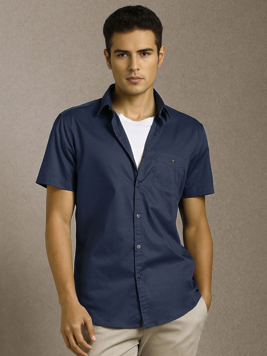 Louis Philippe Sport Spread Collar Slim Fit Pure Cotton Shirt