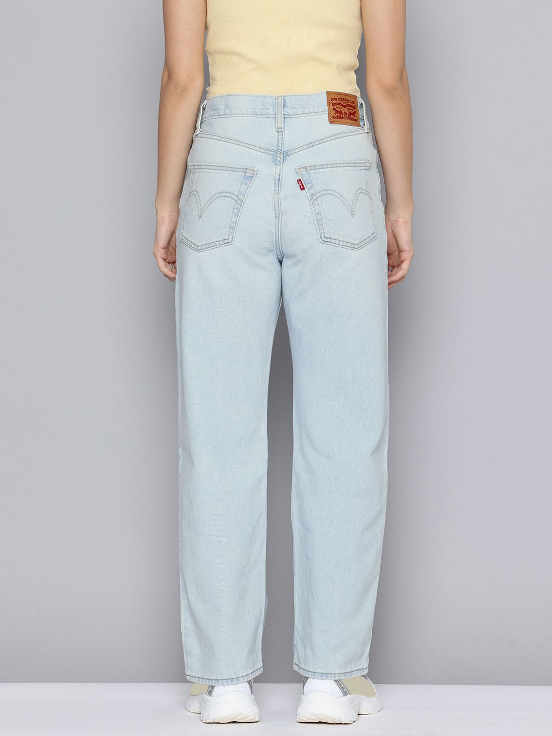 Light Blue Ribcage Straight Fit High Rise Jeans