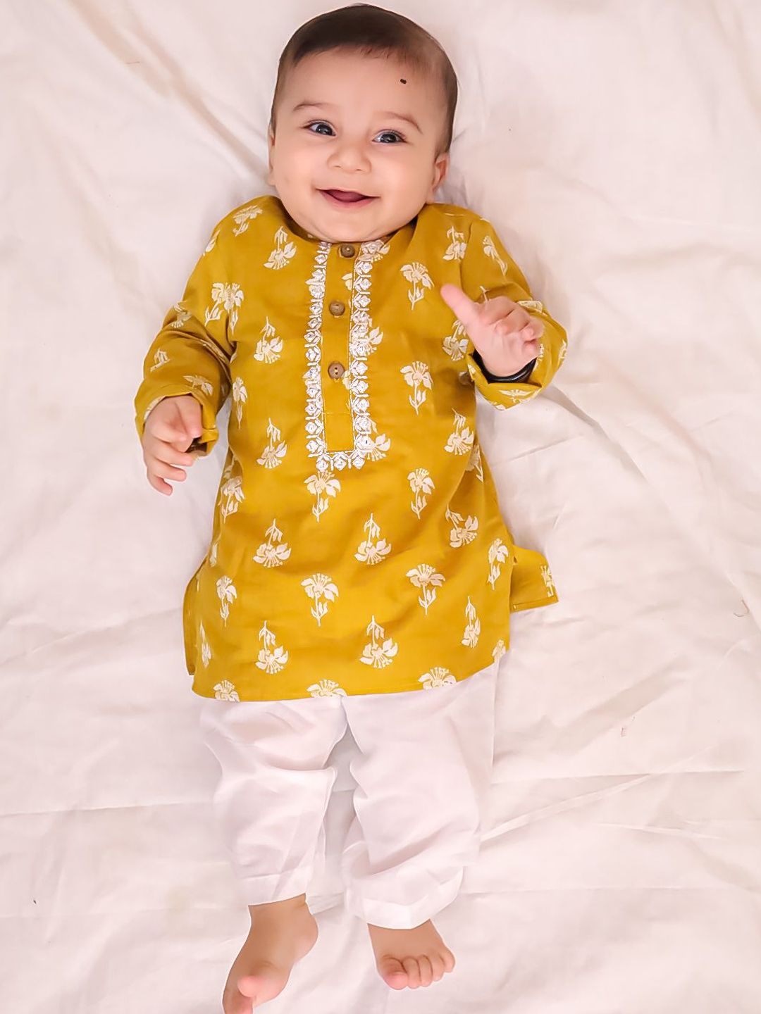 KID1 Boys Floral Pure Cotton Tiny Threads Kurta Pajama Kurta Sets