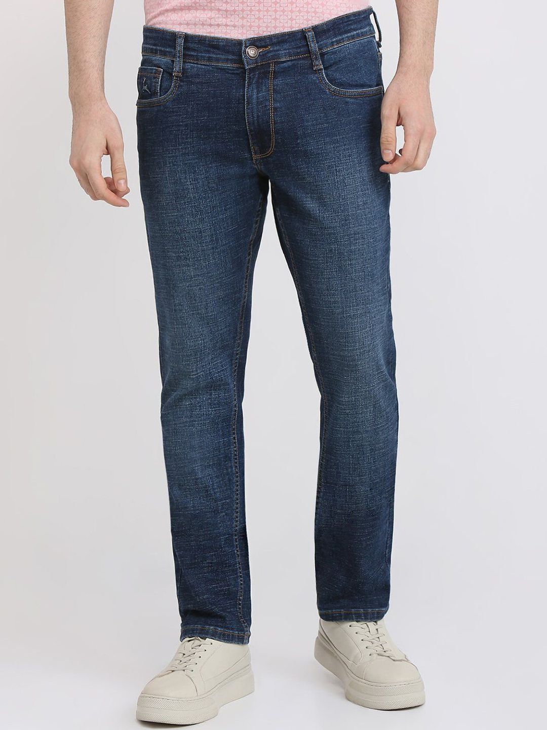 Parx Men Tapered Fit Low-Rise Low Distress Heavy Fade Non Stretchable Cotton Jeans