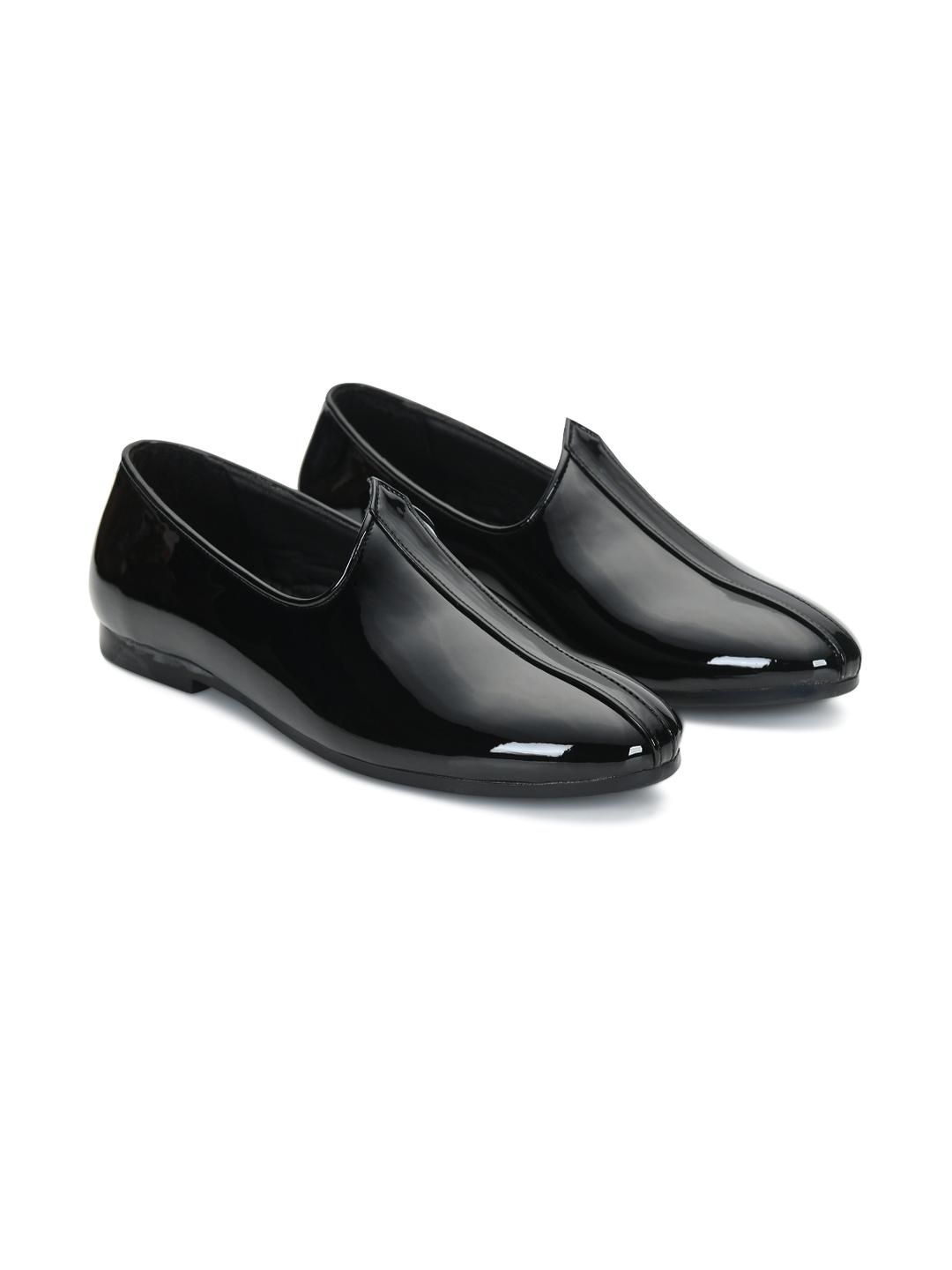 STEPHORN Men Black Solid Slip-On Casual Formal Shoes