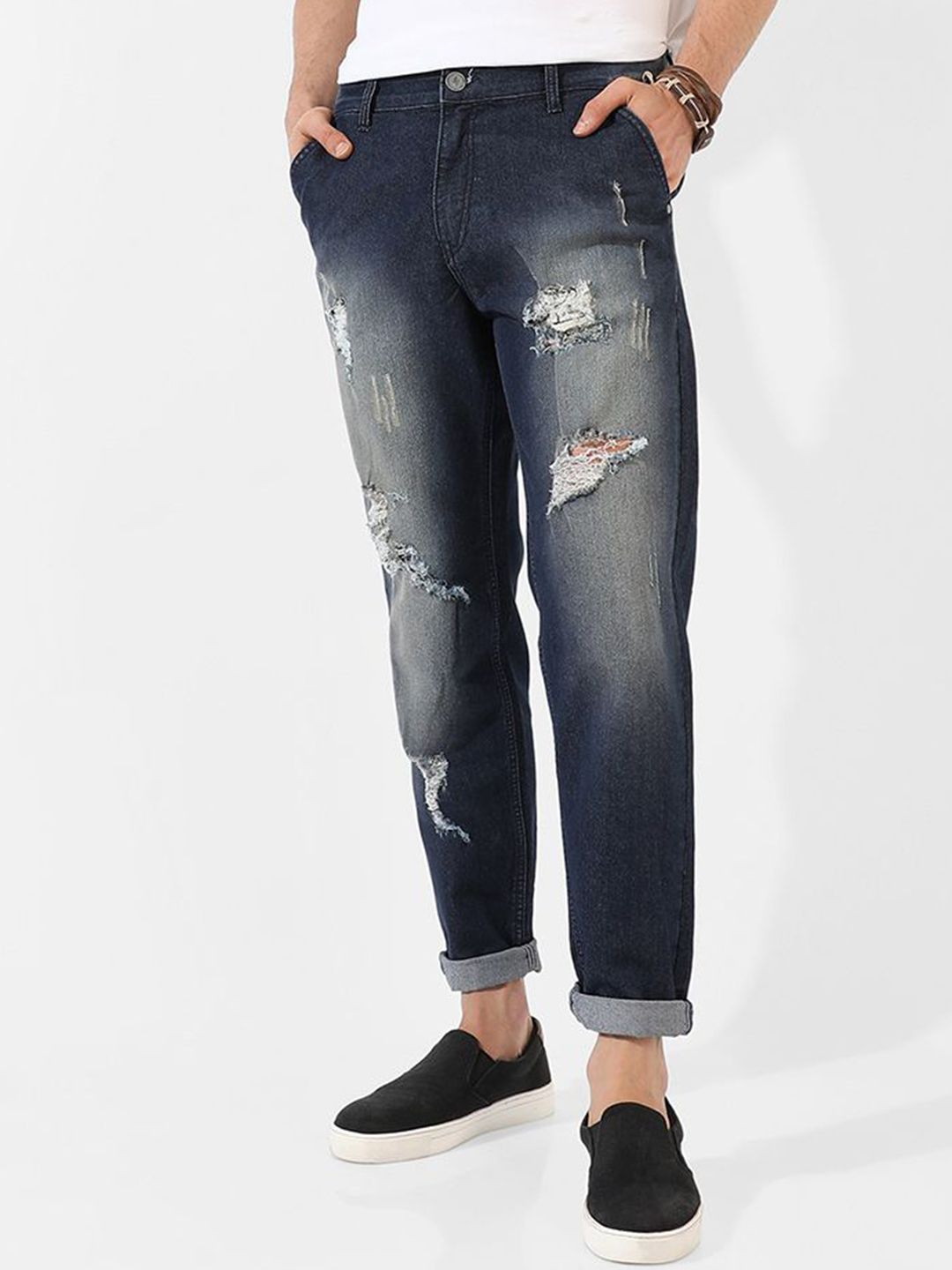 CAHOOT Men Comfort Regular Fit Mid-Rise Heavy Fade Stretchable Jeans
