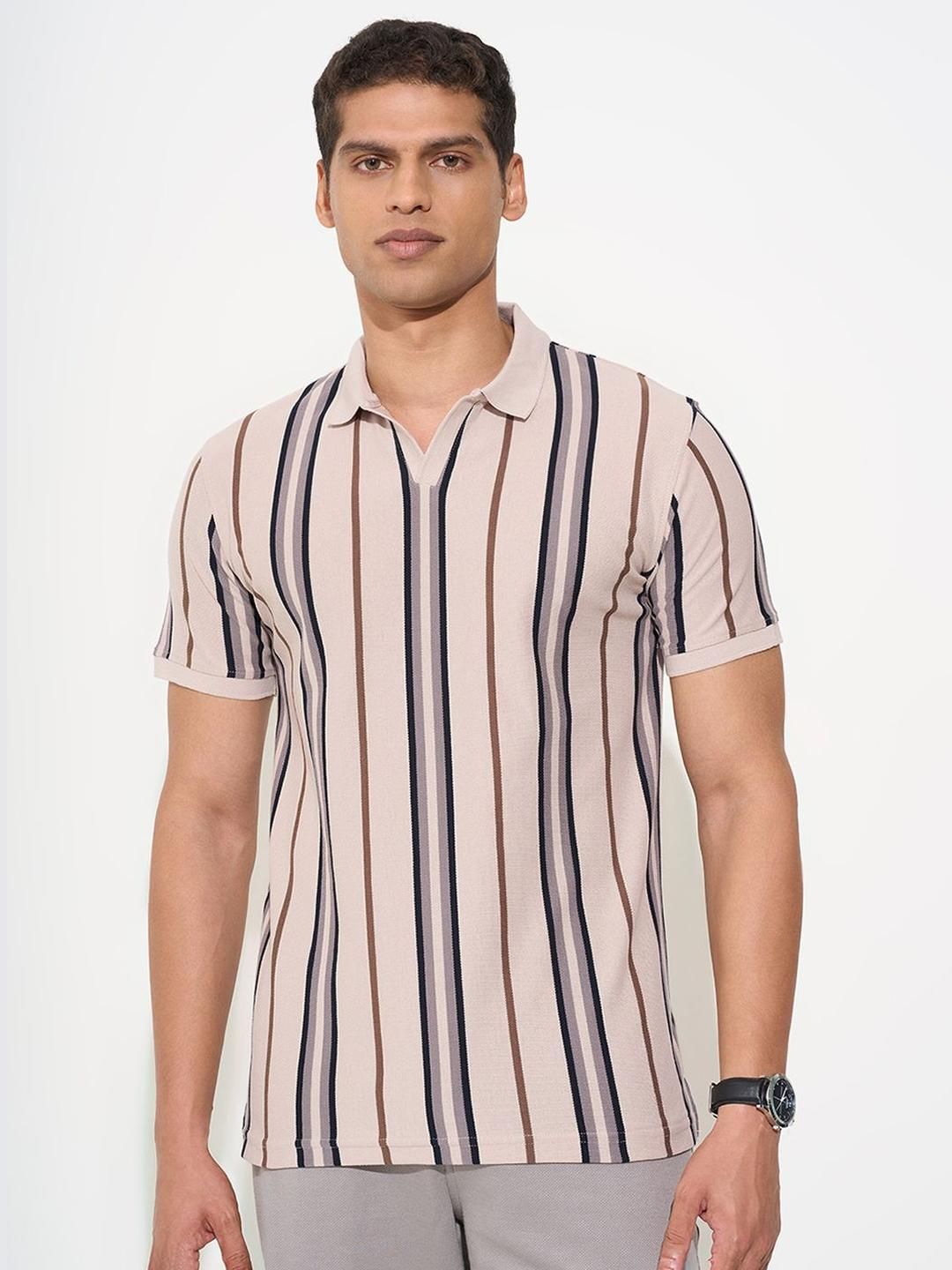 Peregrine by Pantaloons Striped Polo Collar T-shirt