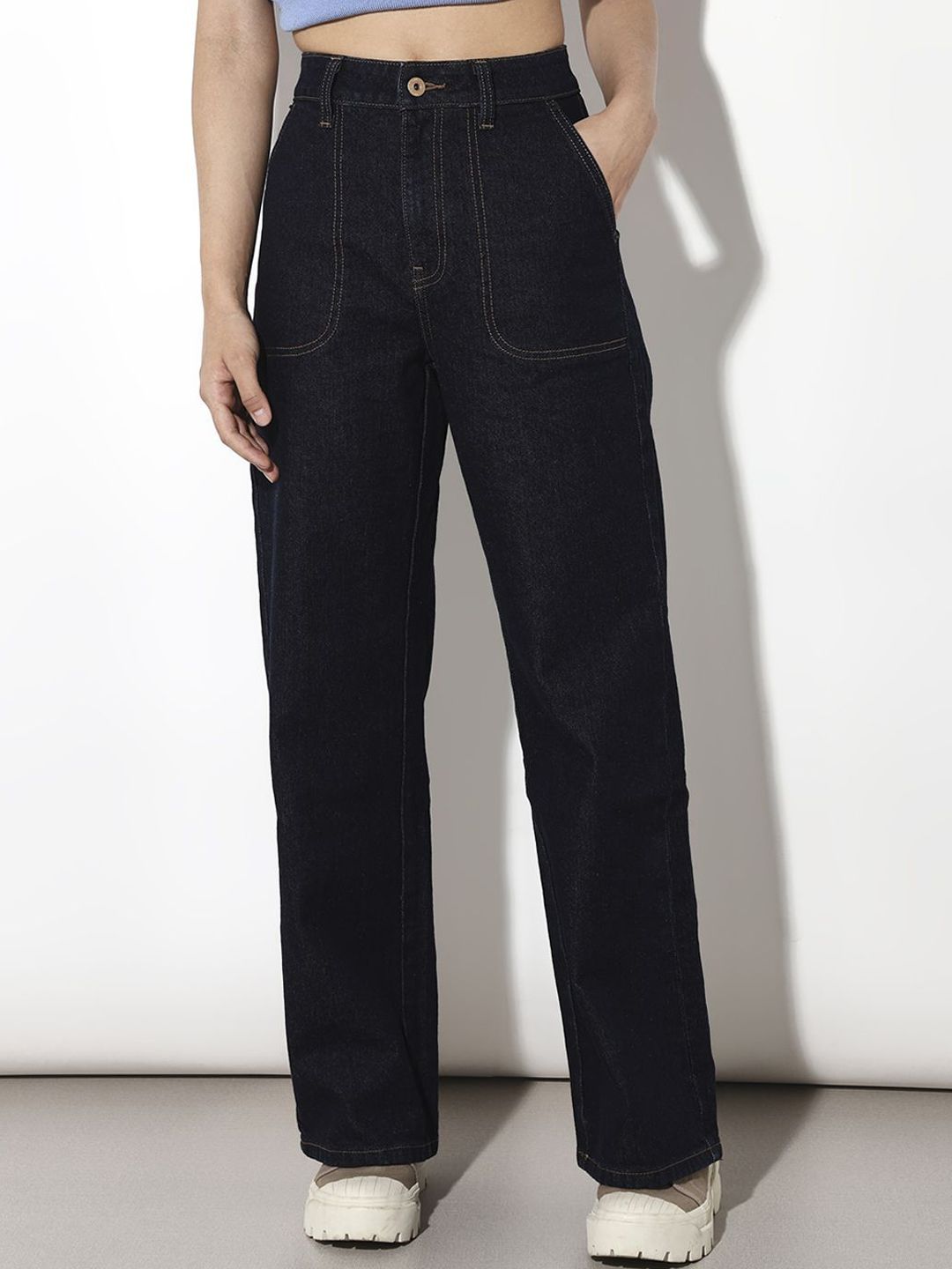 ONLY Women Wide Leg High-Rise Embellished Jeans