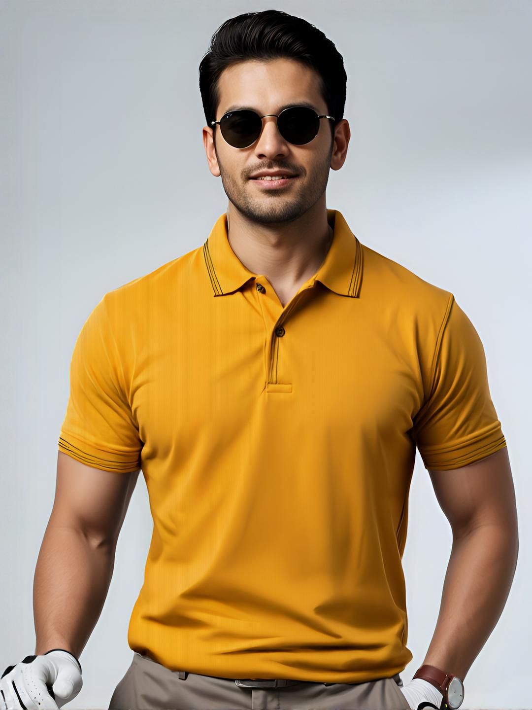 ADRO Men Mustard Cotton Tshirts