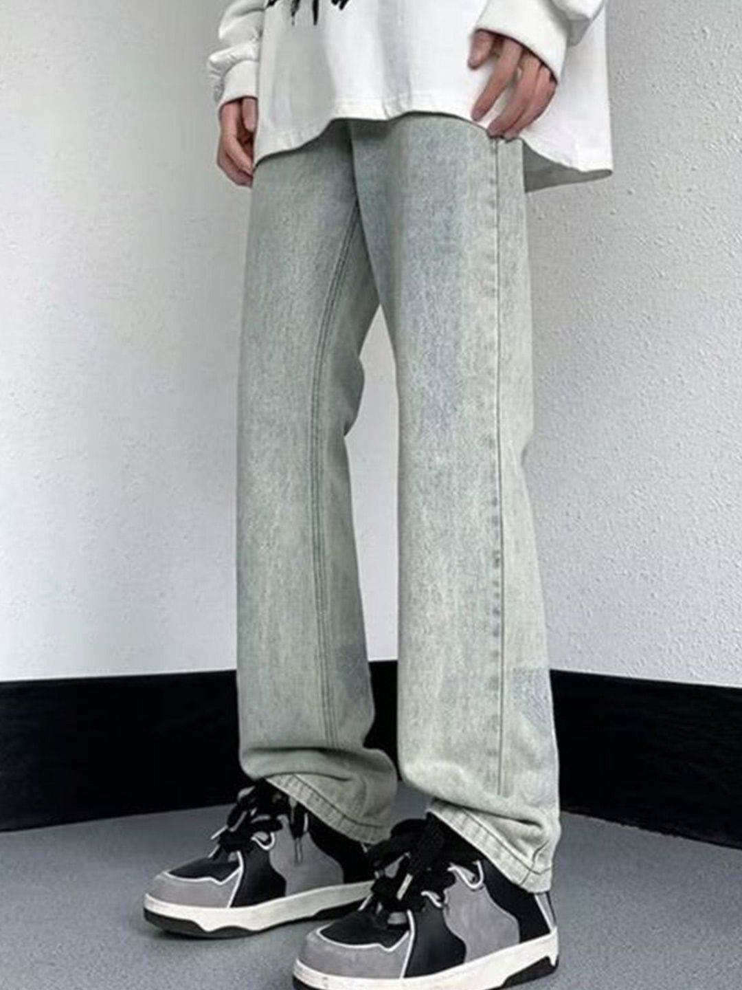 StyleCast x Revolte Men Straight Fit Mid-Rise Light Fade Jeans