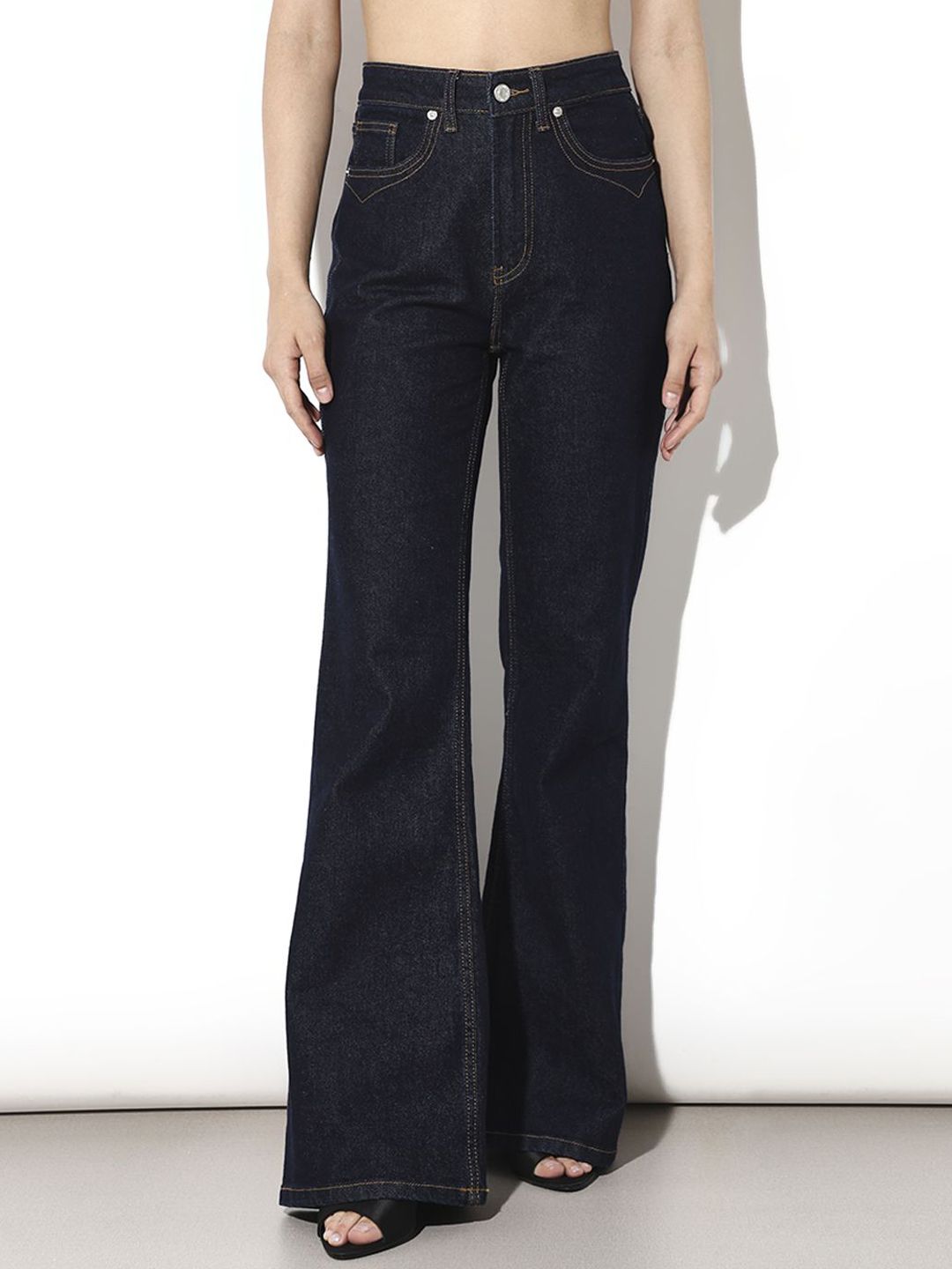 ONLY Women Flared High-Rise Stretchable Denim Jeans