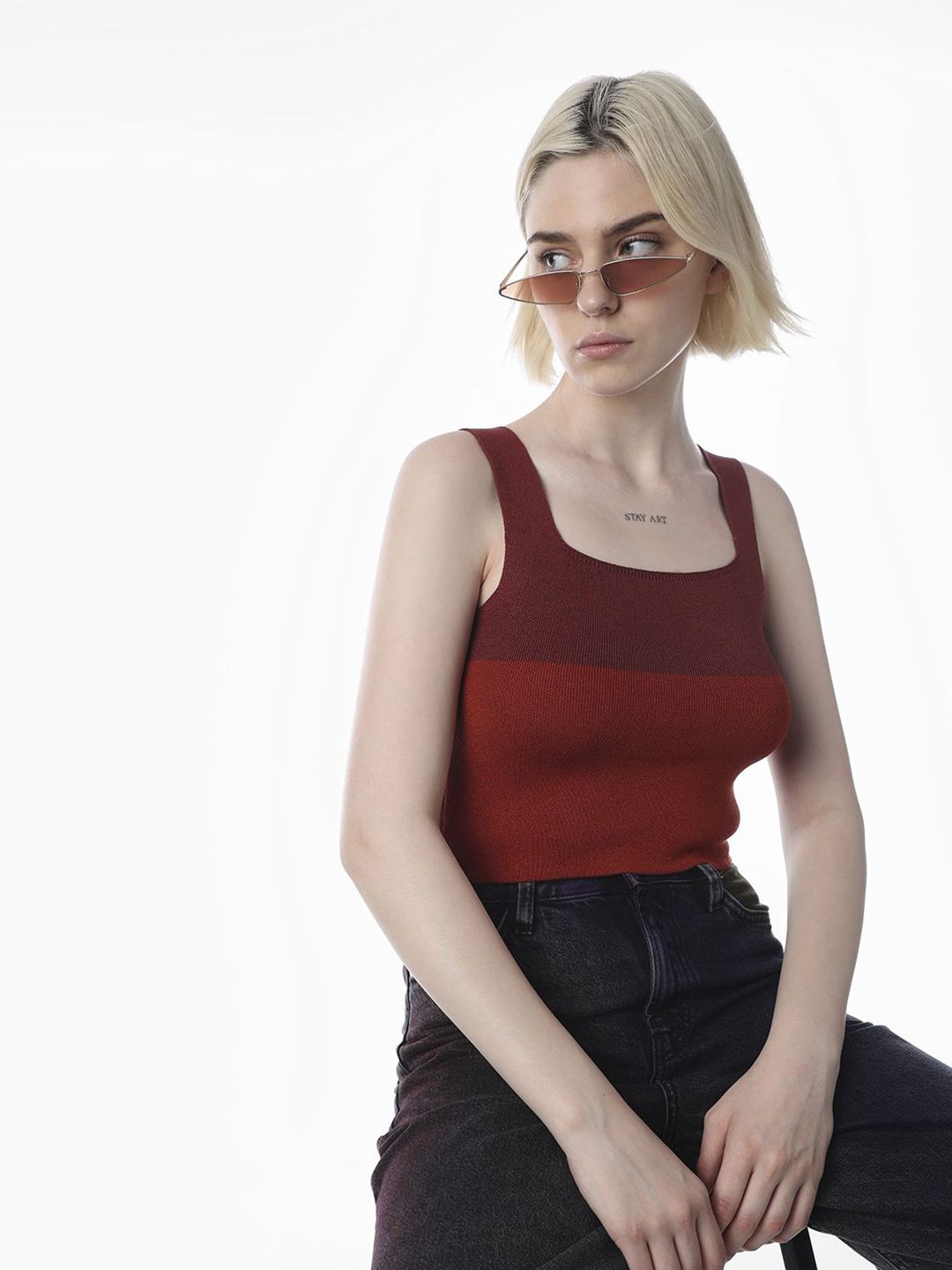 ONLY ONLY Women Colourblocked Tank Crop Top