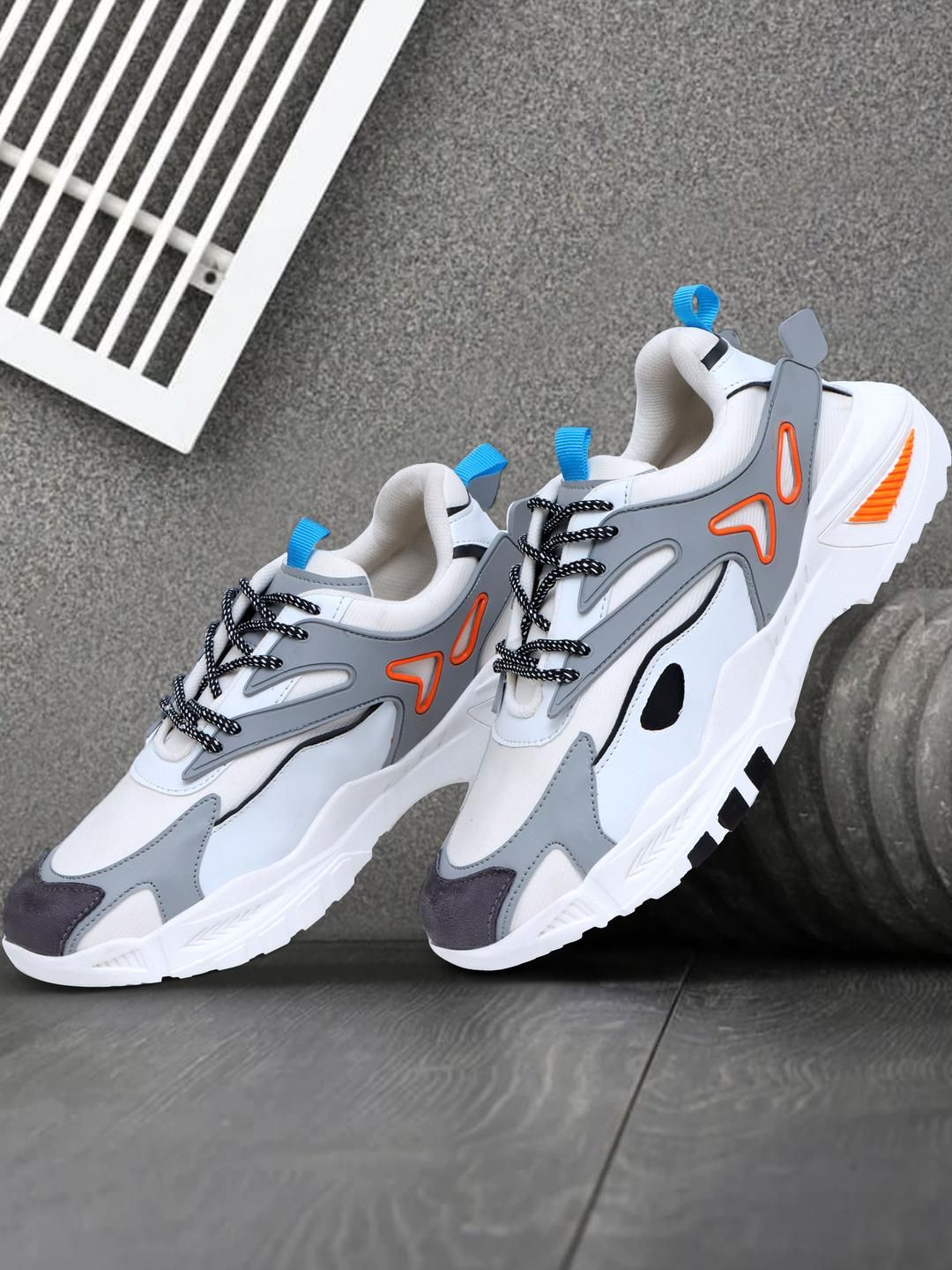 VATELIO Men White Lace-Ups Non-Marking Running Shoes