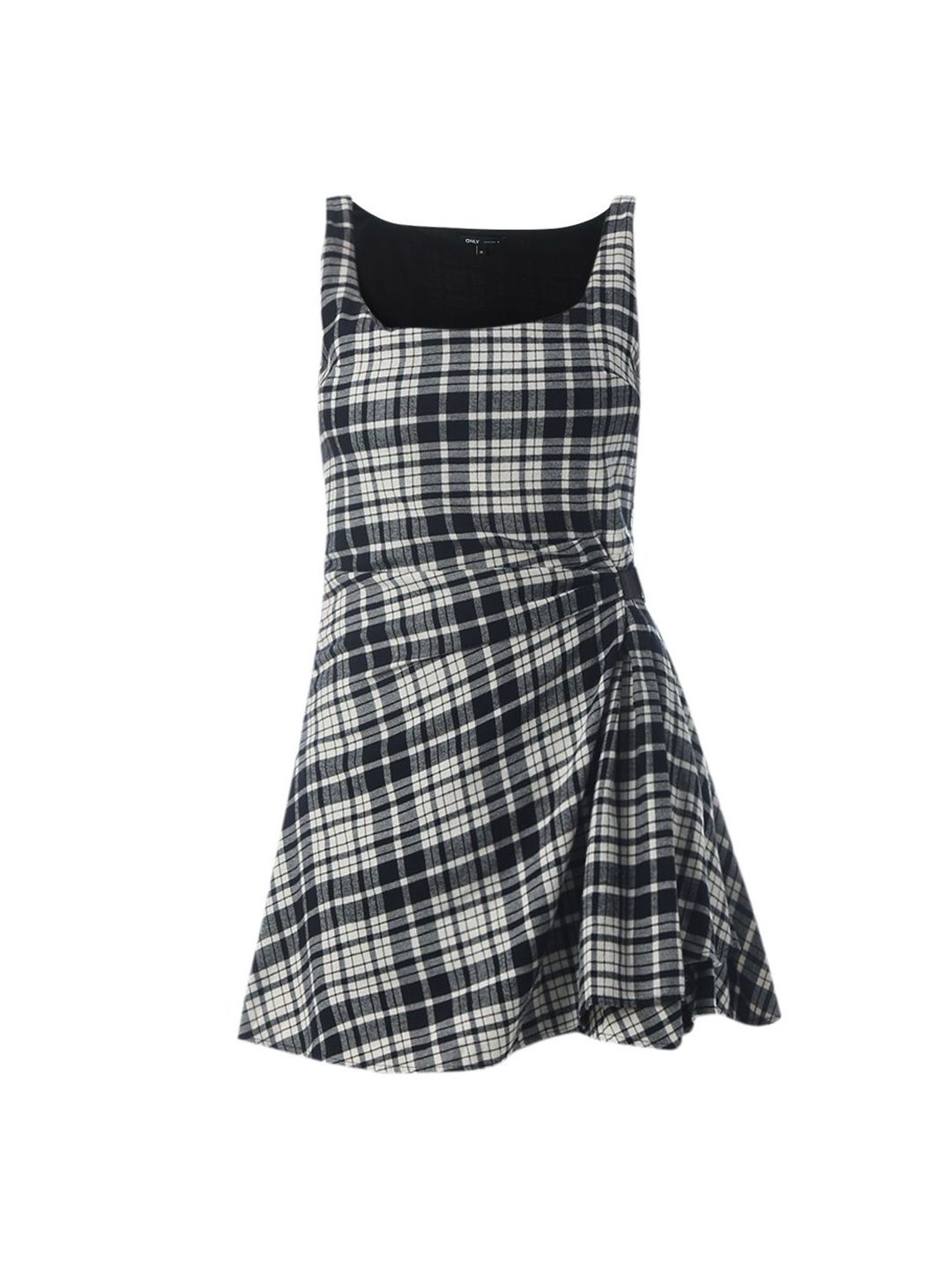 Checked Cotton Fit & Flare Mini Dress