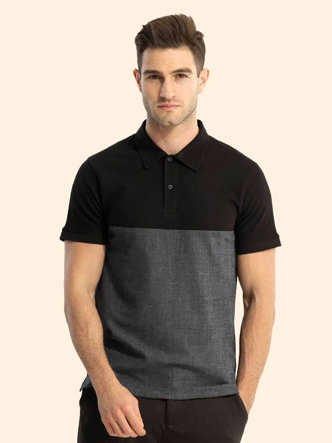 Leotude Men Colourblocked Polo Collar Regular Fit T-Shirt