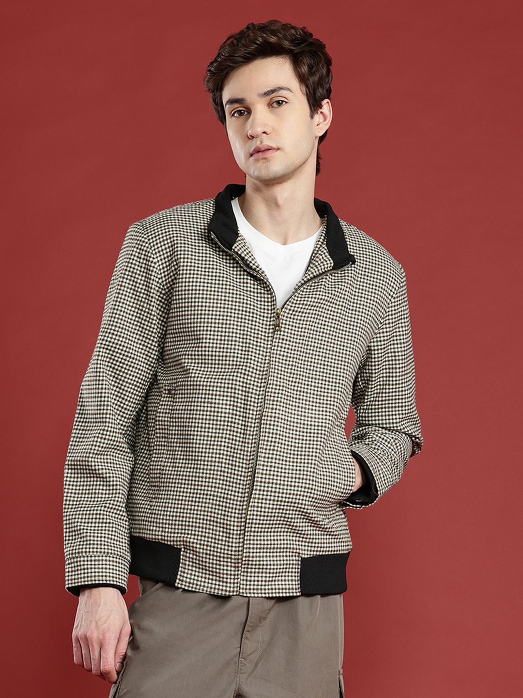 Leather Retail Men Checked Woollen Lightweight Tailored Jacket