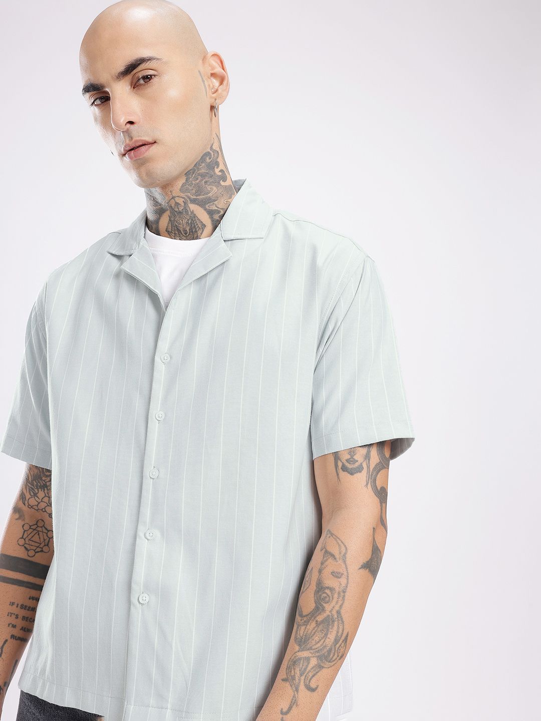 glitchez Oversized Vertical Striped Shirt