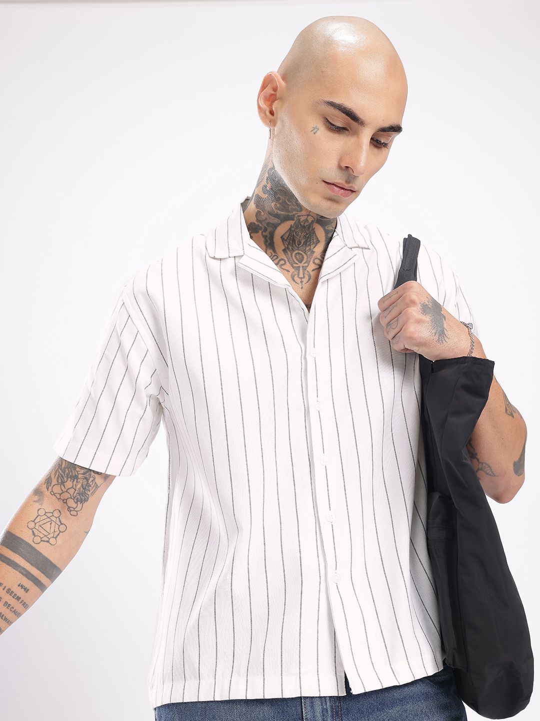 glitchez Oversized Vertical Striped Shirt