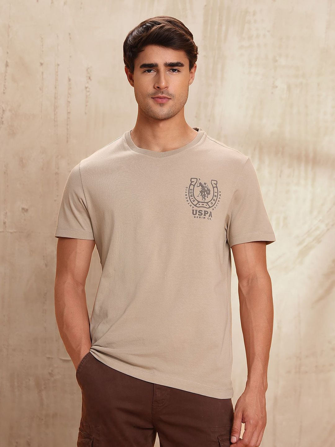 U.S. Polo Assn. Denim Co. Men Pure Cotton Brand Printed T-shirt
