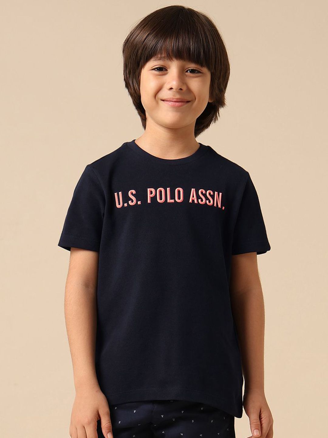 U.S. Polo Assn. Kids Uspa Kids Boys Pure Cotton Brand Embossed T-shirt