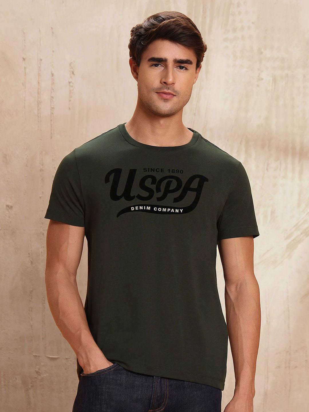 U.S. Polo Assn. Denim Co. Men Brand Printed Regular Fit Cotton T-shirt