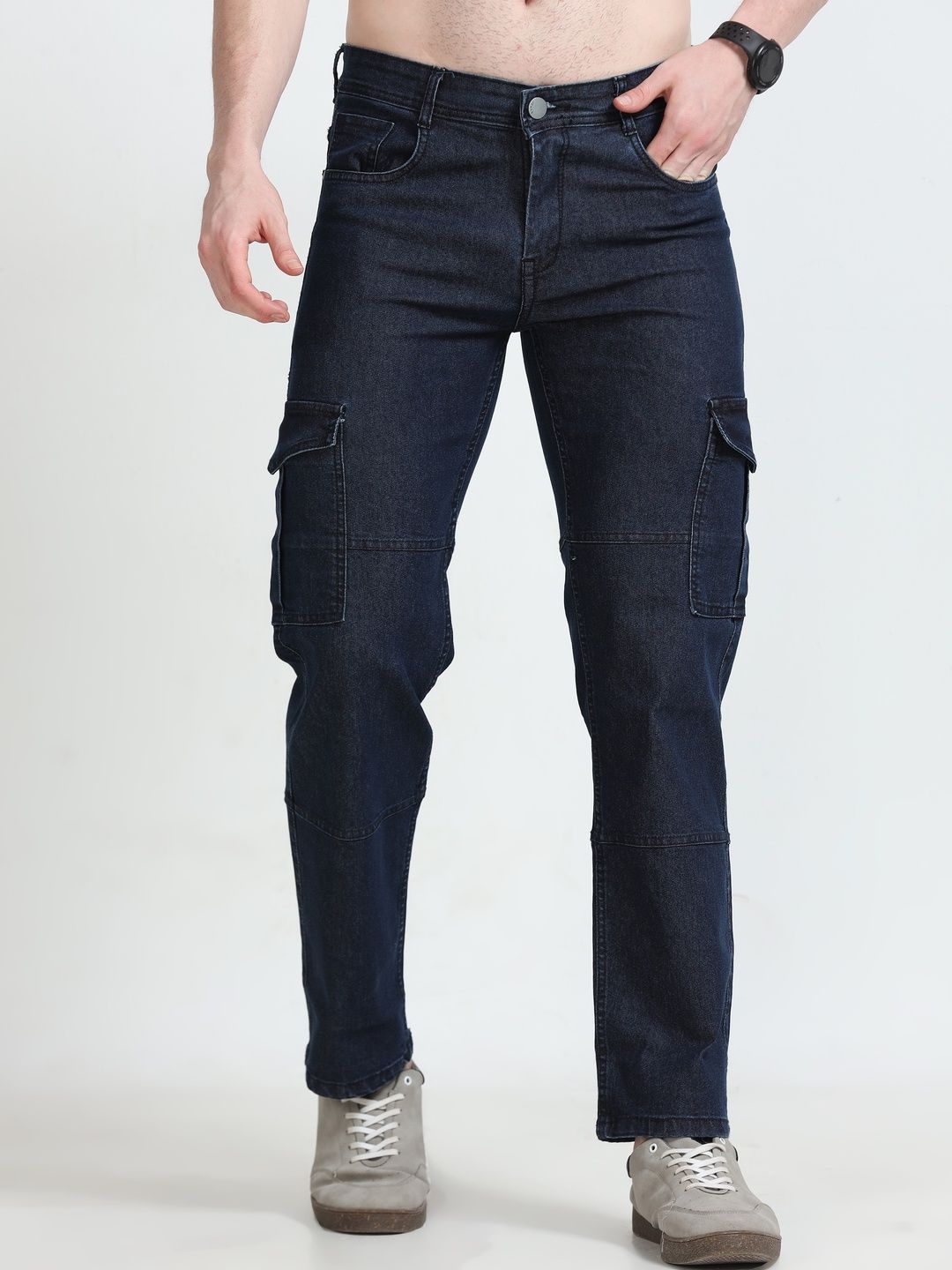 Kolor Fusion Men Loose Relaxed Fit Mid-Rise Stretchable Cargo Jeans