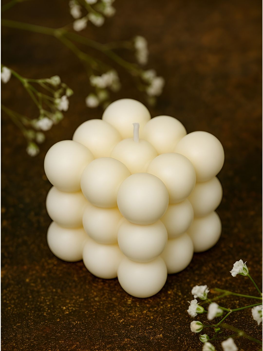 Mandy & Co Set of 3 Round Lead-Free Wick Pillar Bubble Soy Candles