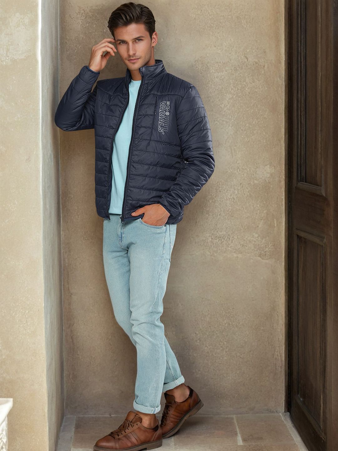 The Indian Garage Co Men Zip-Jacket Slim Fit Puffer Jacket