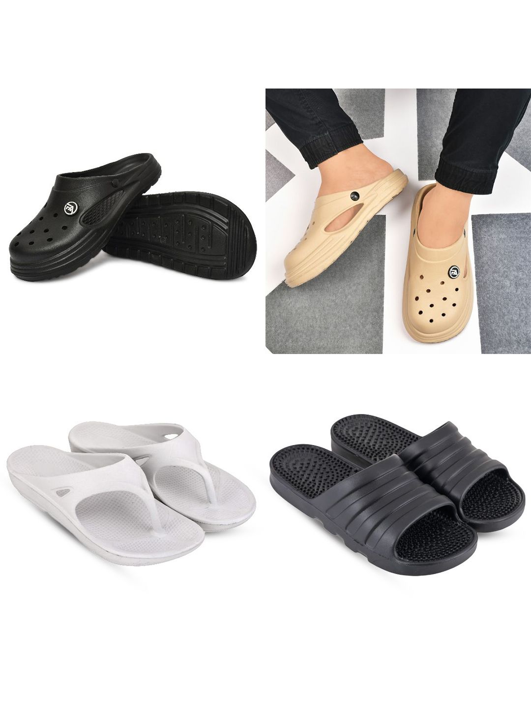 Feel alive Set Of 4 Ultra-Comfortable & Lightweight Thong Flip-Flops & Sliders
