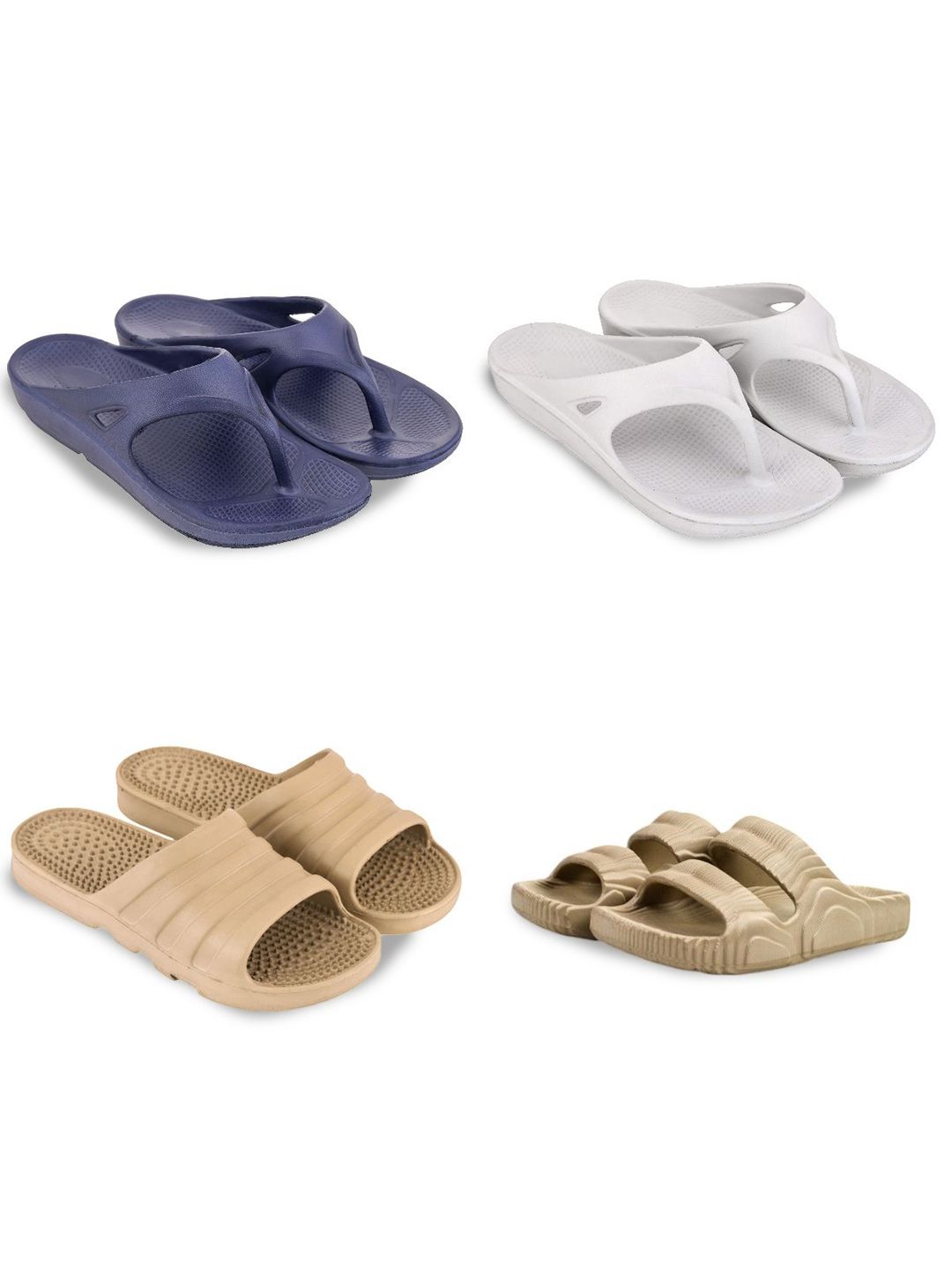 Feel alive Men Set of 4 Pair Self Design Lightweight Sliders