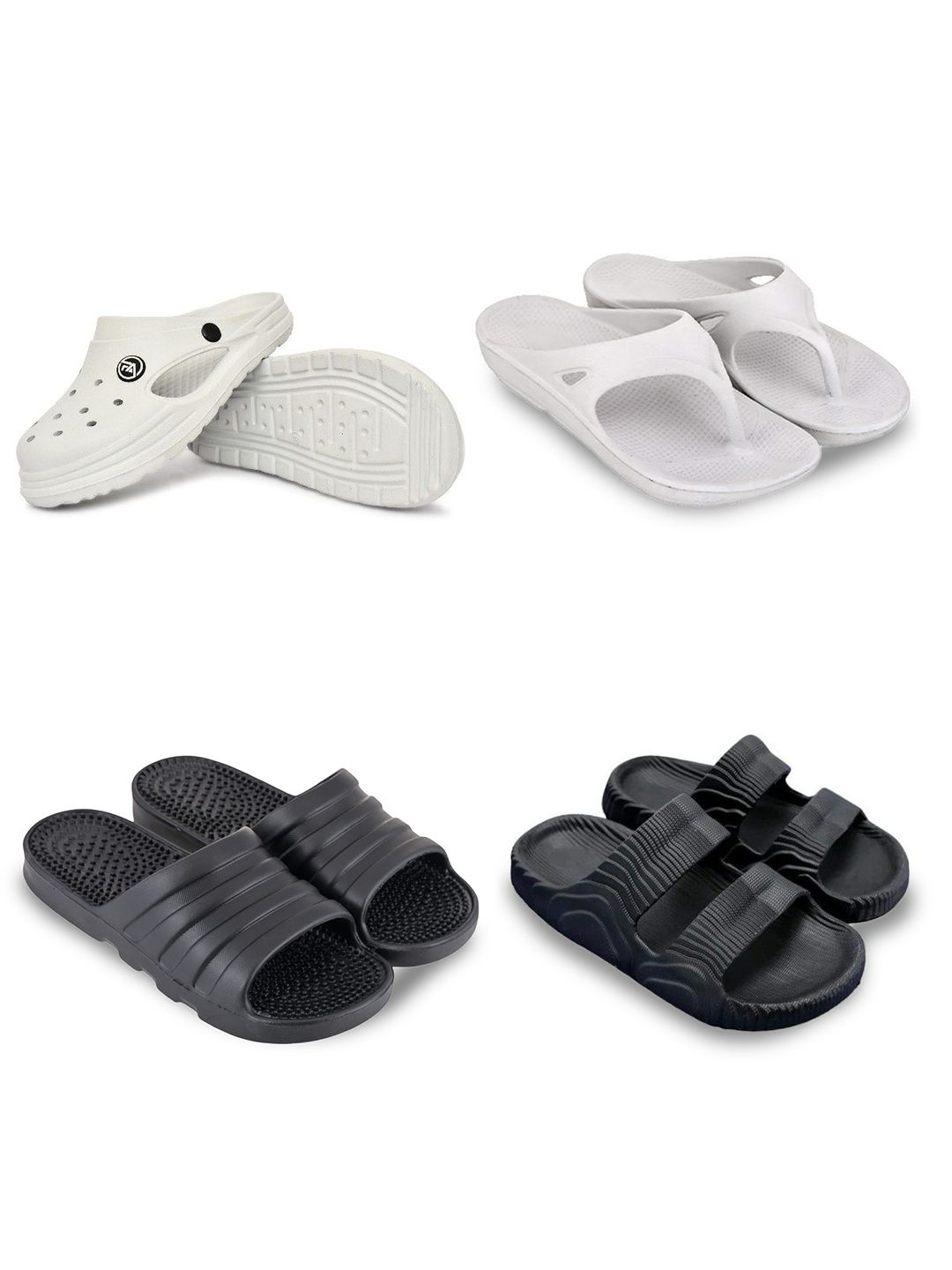 Feel alive Men Set of 4 Ultra-Comfortable Lightweight Flip Flops