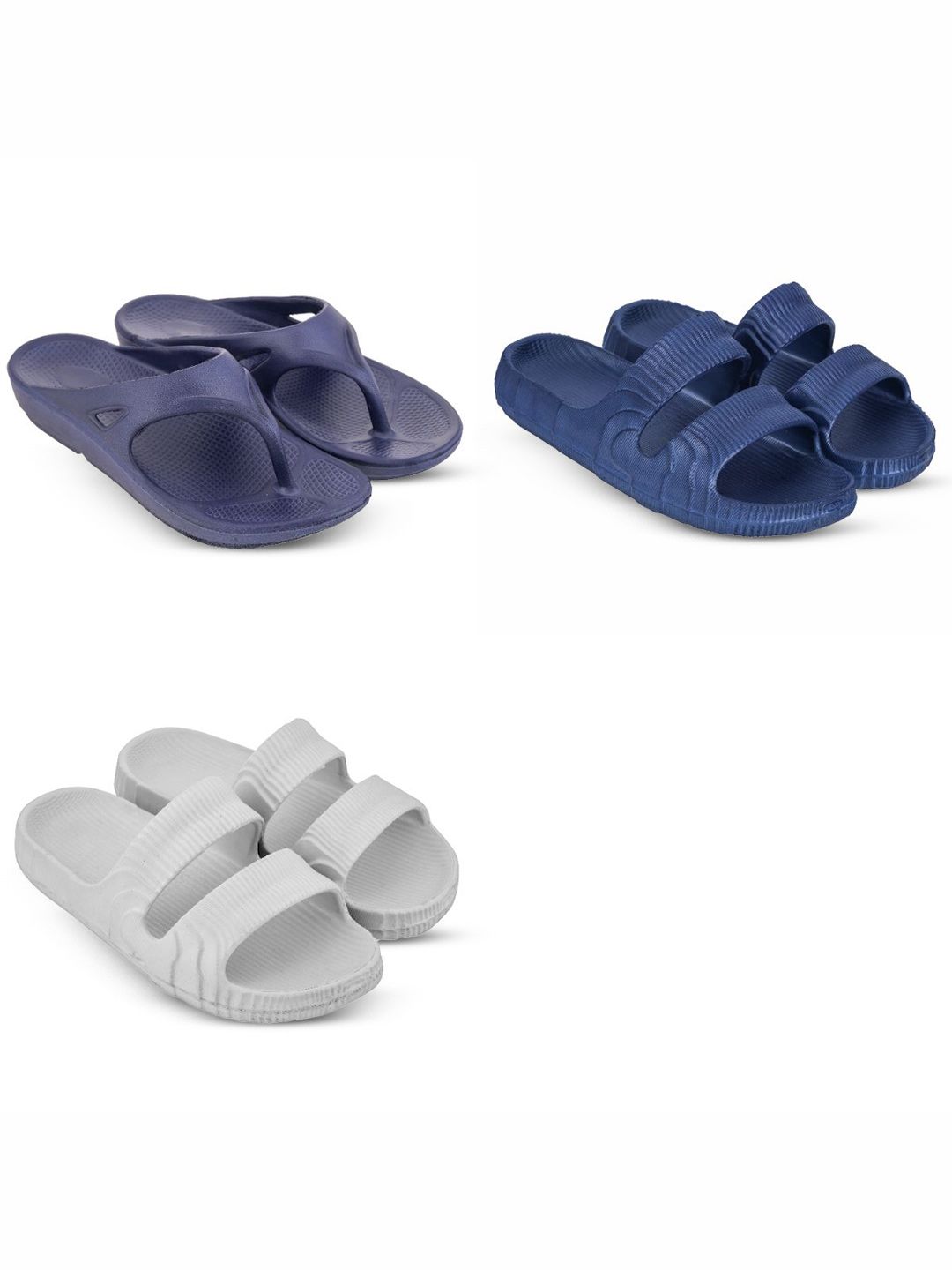 Feel alive Set Of 3 Ultra-Comfortable & Lightweight Thong Flip-Flops & Sliders