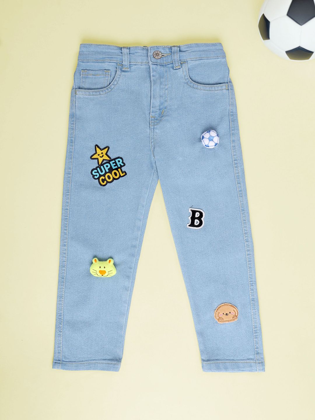 KiddoPanti Boys Regular Fit Mid-Rise Applique Stretchable Denim Jeans