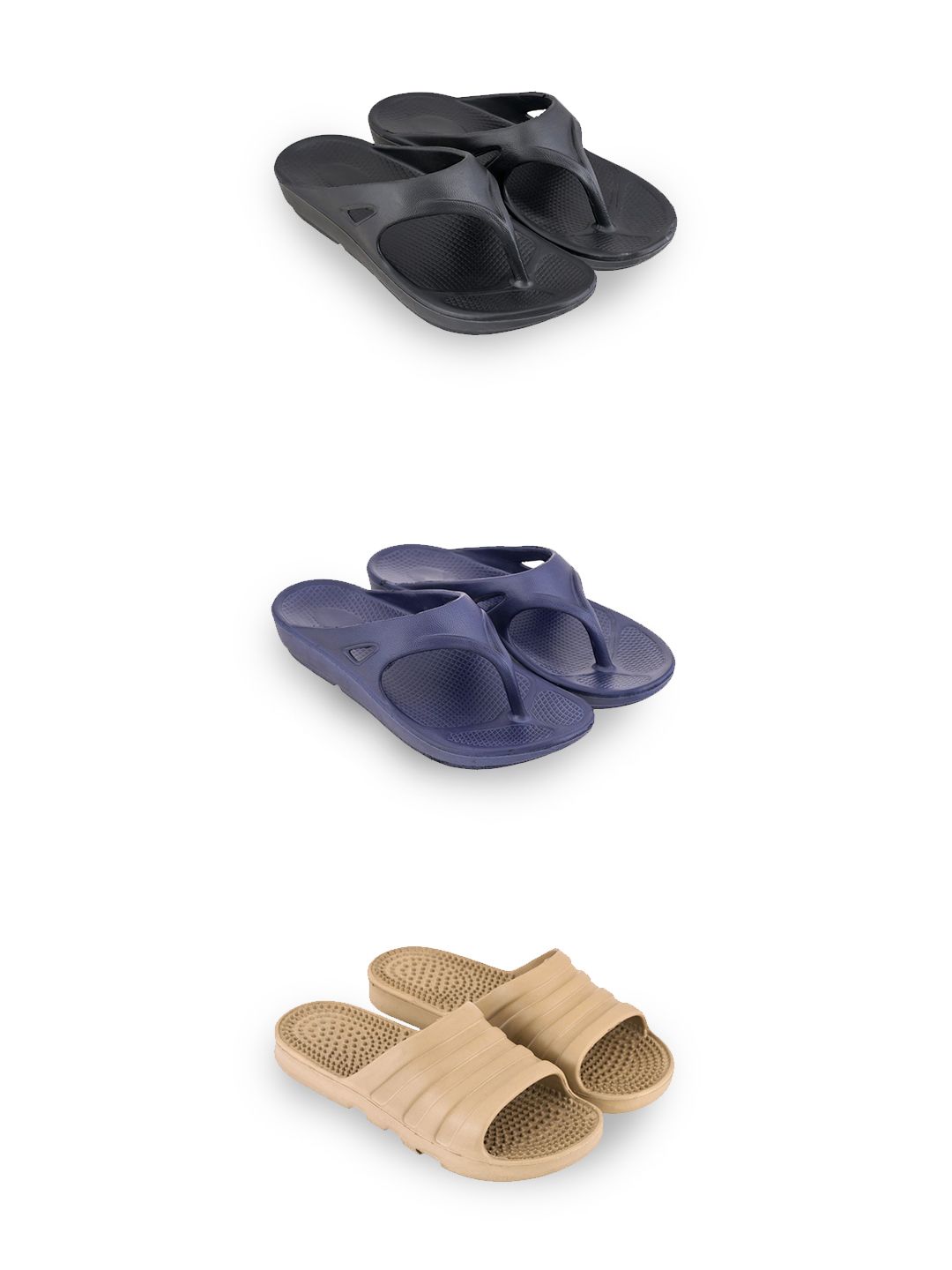 Feel alive Men Pack of 3 Ultra-Comfortable Lightweight EVA Flip Flops